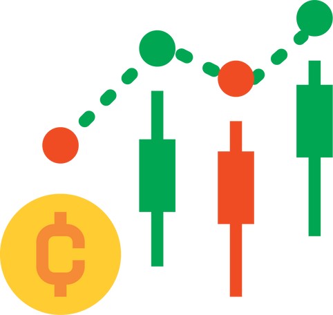 Trading candle graph  flat clipart png.